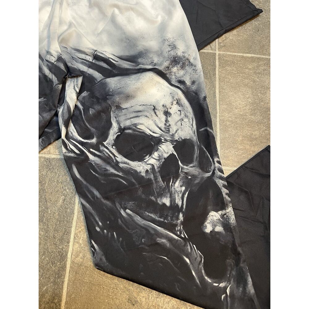 Denater Women Skull L Graphic Jogger Pant Black White Elastic Waist Lounge Goth